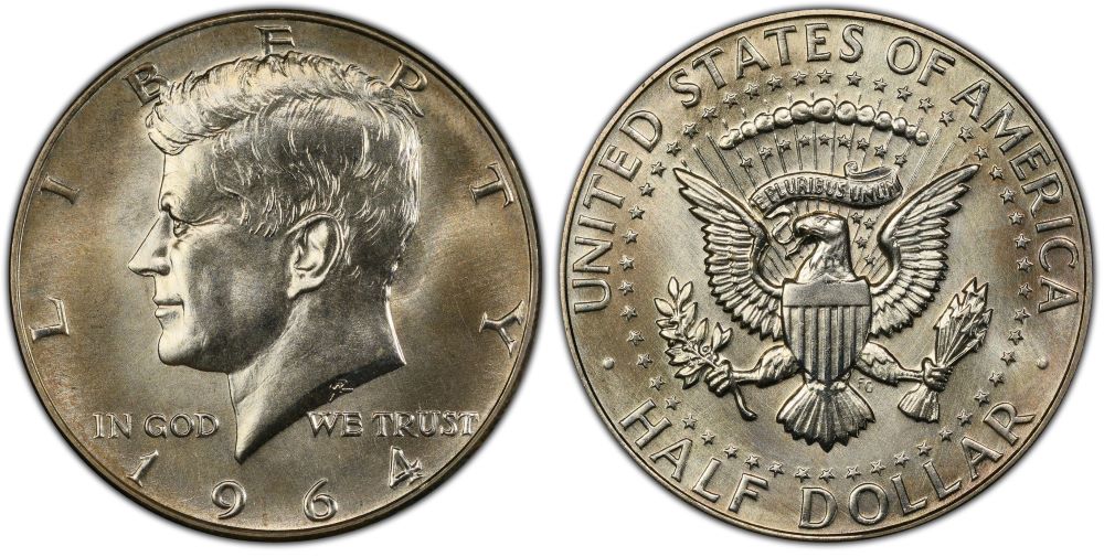 1964 Kennedy Half Dollar SMS Special Strike showing unique velvety satin surface finish distinct from both standard proofs and business strikes — fewer than 20 known examples